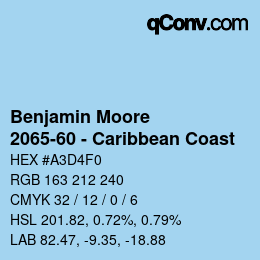 Color code: Benjamin Moore - 2065-60 - Caribbean Coast | qconv.com