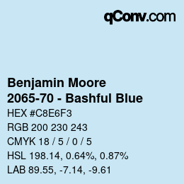 颜色代码: Benjamin Moore - 2065-70 - Bashful Blue | qconv.com