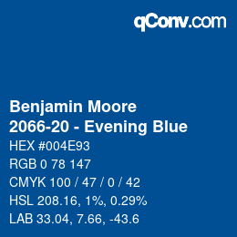 カラーコード: Benjamin Moore - 2066-20 - Evening Blue | qconv.com