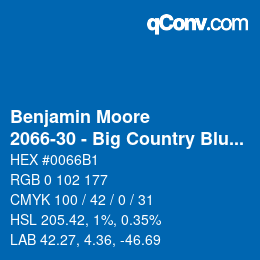 Código de color: Benjamin Moore - 2066-30 - Big Country Blue | qconv.com