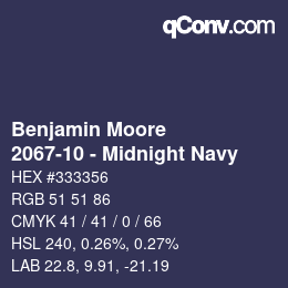 Color code: Benjamin Moore - 2067-10 - Midnight Navy | qconv.com