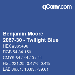 Color code: Benjamin Moore - 2067-30 - Twilight Blue | qconv.com