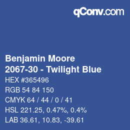 Código de color: Benjamin Moore - 2067-30 - Twilight Blue | qconv.com