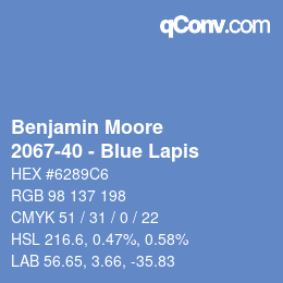 Color code: Benjamin Moore - 2067-40 - Blue Lapis | qconv.com