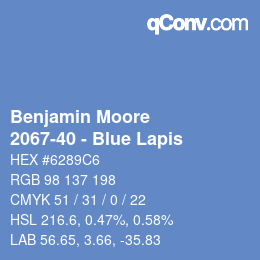 Código de color: Benjamin Moore - 2067-40 - Blue Lapis | qconv.com