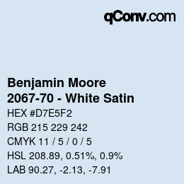 Farbcode: Benjamin Moore - 2067-70 - White Satin | qconv.com