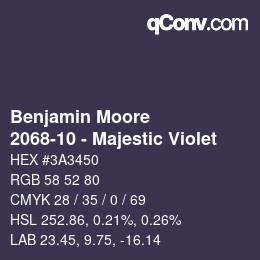 Color code: Benjamin Moore - 2068-10 - Majestic Violet | qconv.com