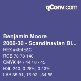 Code couleur: Benjamin Moore - 2068-30 - Scandinavian Blue | qconv.com