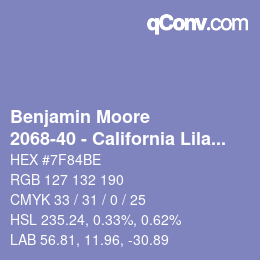 Farbcode: Benjamin Moore - 2068-40 - California Lilac | qconv.com