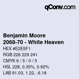 Color code: Benjamin Moore - 2068-70 - White Heaven | qconv.com