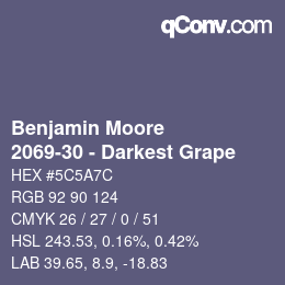 Código de color: Benjamin Moore - 2069-30 - Darkest Grape | qconv.com