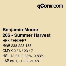 Code couleur: Benjamin Moore - 206 - Summer Harvest | qconv.com