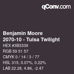 Code couleur: Benjamin Moore - 2070-10 - Tulsa Twilight | qconv.com