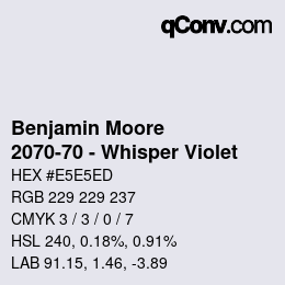 Code couleur: Benjamin Moore - 2070-70 - Whisper Violet | qconv.com