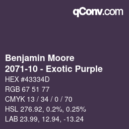 Color code: Benjamin Moore - 2071-10 - Exotic Purple | qconv.com