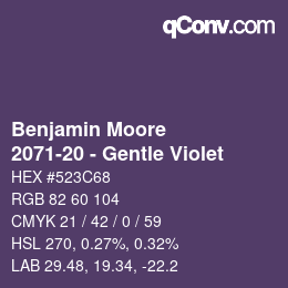 Code couleur: Benjamin Moore - 2071-20 - Gentle Violet | qconv.com