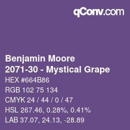 颜色代码: Benjamin Moore - 2071-30 - Mystical Grape | qconv.com
