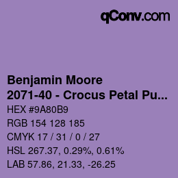 Color code: Benjamin Moore - 2071-40 - Crocus Petal Purple | qconv.com