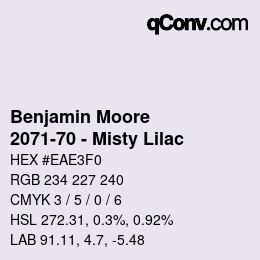 Farbcode: Benjamin Moore - 2071-70 - Misty Lilac | qconv.com