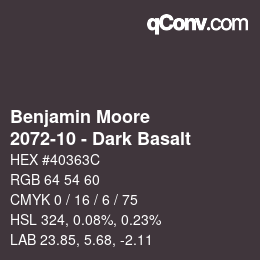 Color code: Benjamin Moore - 2072-10 - Dark Basalt | qconv.com