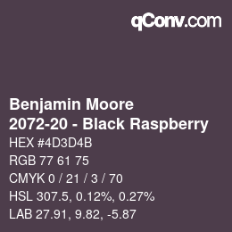 颜色代码: Benjamin Moore - 2072-20 - Black Raspberry | qconv.com
