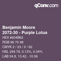 Color code: Benjamin Moore - 2072-30 - Purple Lotus | qconv.com