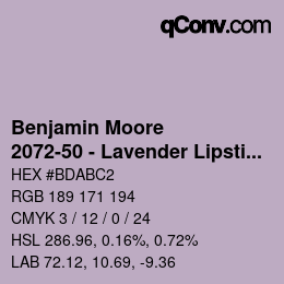 Color code: Benjamin Moore - 2072-50 - Lavender Lipstick | qconv.com