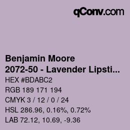 Código de color: Benjamin Moore - 2072-50 - Lavender Lipstick | qconv.com