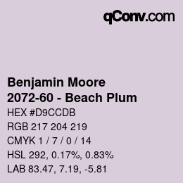 Color code: Benjamin Moore - 2072-60 - Beach Plum | qconv.com