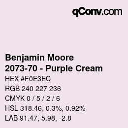 Código de color: Benjamin Moore - 2073-70 - Purple Cream | qconv.com