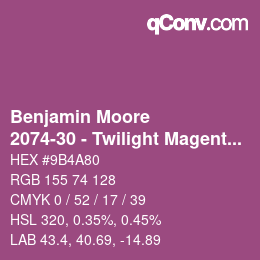 Código de color: Benjamin Moore - 2074-30 - Twilight Magenta | qconv.com