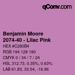 Code couleur: Benjamin Moore - 2074-40 - Lilac Pink | qconv.com