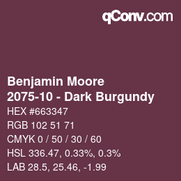 Farbcode: Benjamin Moore - 2075-10 - Dark Burgundy | qconv.com