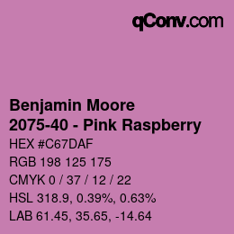 颜色代码: Benjamin Moore - 2075-40 - Pink Raspberry | qconv.com