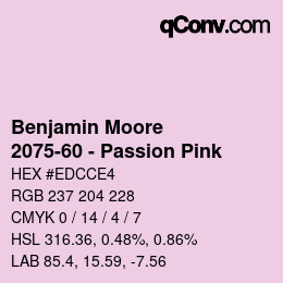 Color code: Benjamin Moore - 2075-60 - Passion Pink | qconv.com