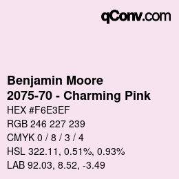 カラーコード: Benjamin Moore - 2075-70 - Charming Pink | qconv.com