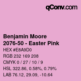 Código de color: Benjamin Moore - 2076-50 - Easter Pink | qconv.com