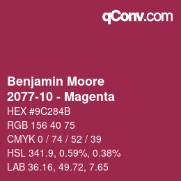 Code couleur: Benjamin Moore - 2077-10 - Magenta | qconv.com