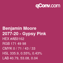 Code couleur: Benjamin Moore - 2077-20 - Gypsy Pink | qconv.com