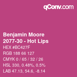 Código de color: Benjamin Moore - 2077-30 - Hot Lips | qconv.com