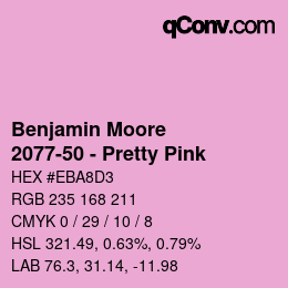 Code couleur: Benjamin Moore - 2077-50 - Pretty Pink | qconv.com