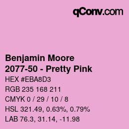 カラーコード: Benjamin Moore - 2077-50 - Pretty Pink | qconv.com