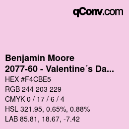 Código de color: Benjamin Moore - 2077-60 - Valentine´s Day | qconv.com