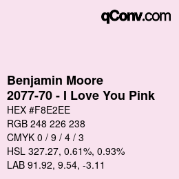 カラーコード: Benjamin Moore - 2077-70 - I Love You Pink | qconv.com