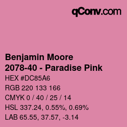 Code couleur: Benjamin Moore - 2078-40 - Paradise Pink | qconv.com