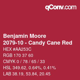 Color code: Benjamin Moore - 2079-10 - Candy Cane Red | qconv.com