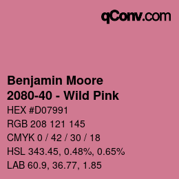 Código de color: Benjamin Moore - 2080-40 - Wild Pink | qconv.com