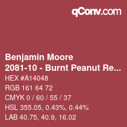 Code couleur: Benjamin Moore - 2081-10 - Burnt Peanut Red | qconv.com