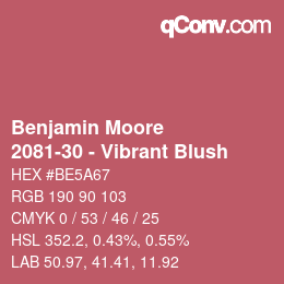 Color code: Benjamin Moore - 2081-30 - Vibrant Blush | qconv.com