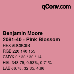 Código de color: Benjamin Moore - 2081-40 - Pink Blossom | qconv.com